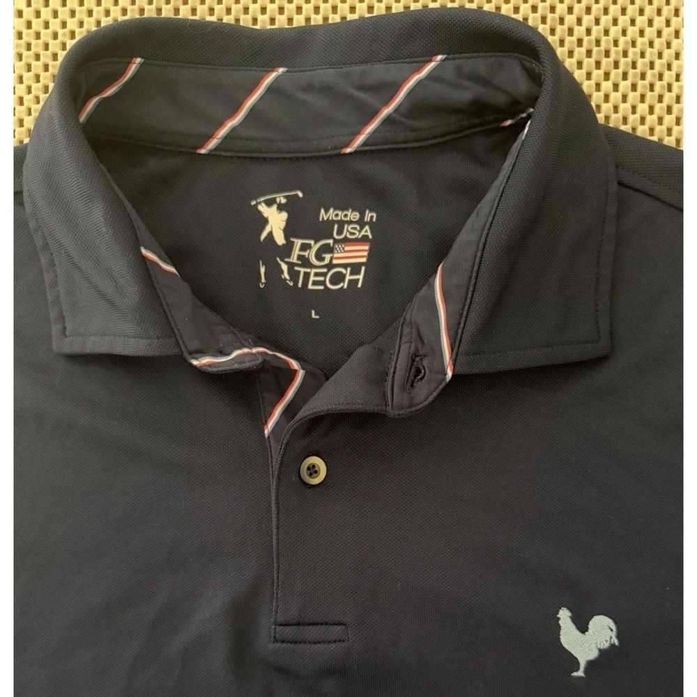 Mens FG Tech Golf‎ SS Polo Shirt Size Large Fairway & Greene Navy Blue Stretch